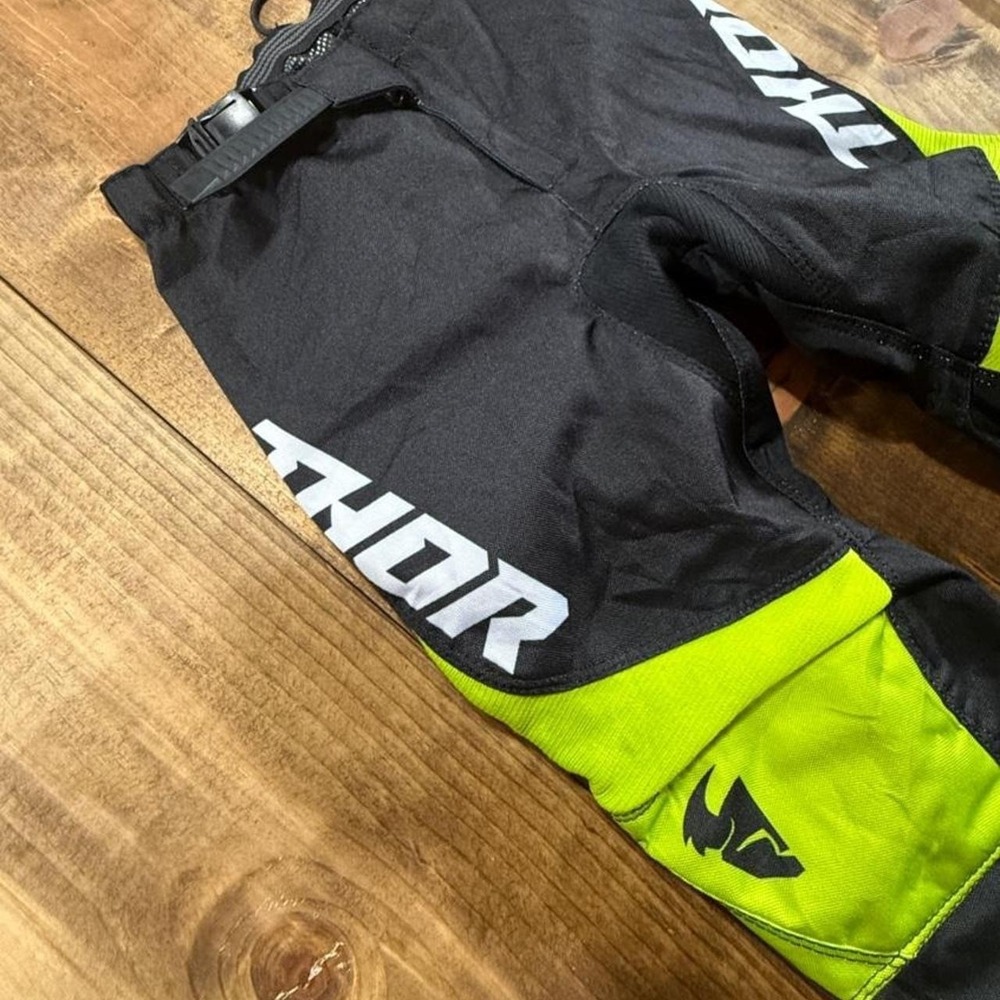Thor Motocross Riding Pants Youth 22 Black Hi-Vis Yellow MX Dirt Bike ATV - Picture 3 of 6